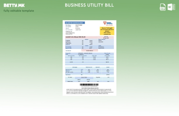 модерен стил Малезија Tenaga Национален шаблон за деловна сметка за електрична е